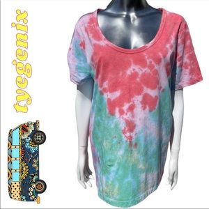Tie Dye T-Shirt Hand Dyed Upcycled T-Shirt Coral